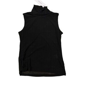 CECE Mock Neck Sleeveless Blouse Womens  XS Black
